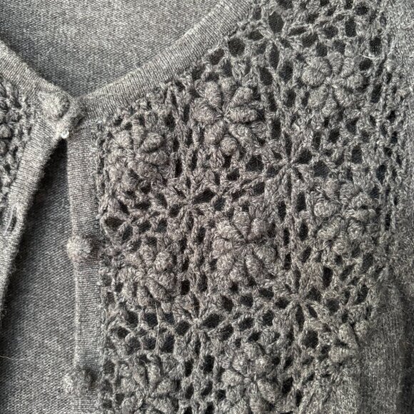 Grey Angora Wool Sweater with Crochet - Picture 2 of 6